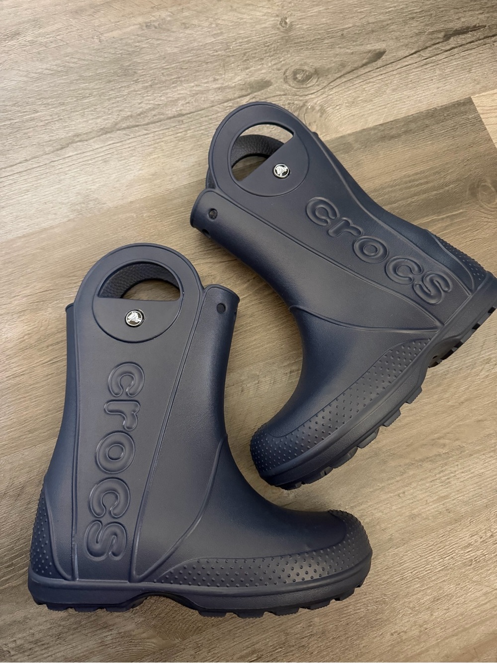 Crocs Handle It Rain Boots Navy Blue Kids Size J3 Waterproof